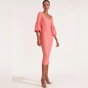 Veronica Beard Pink Melon Amalia Tea Length Midi Dress